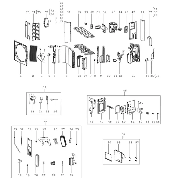 Vue éclatée Bosch Compress 2000 AWS (CS2000AWF 6 R-S) : Vue d'ensemble 4