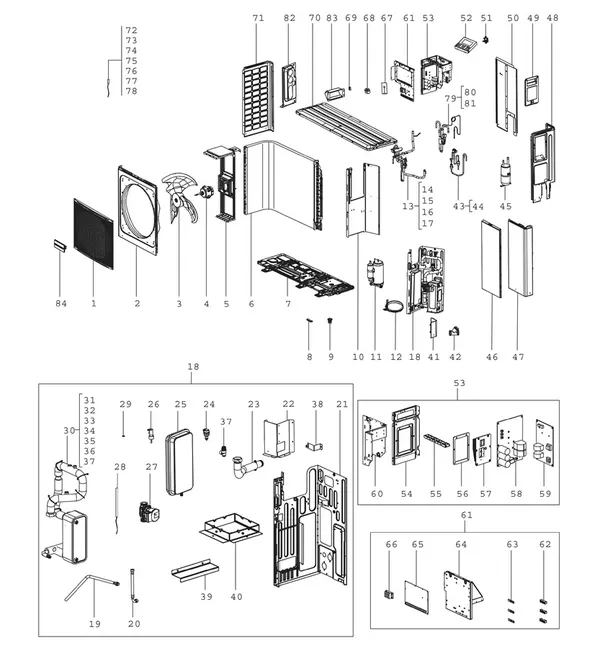 Vue éclatée Bosch Compress 2000 AWS (CS2000AWF 10 R-S) : Vue d'ensemble 8