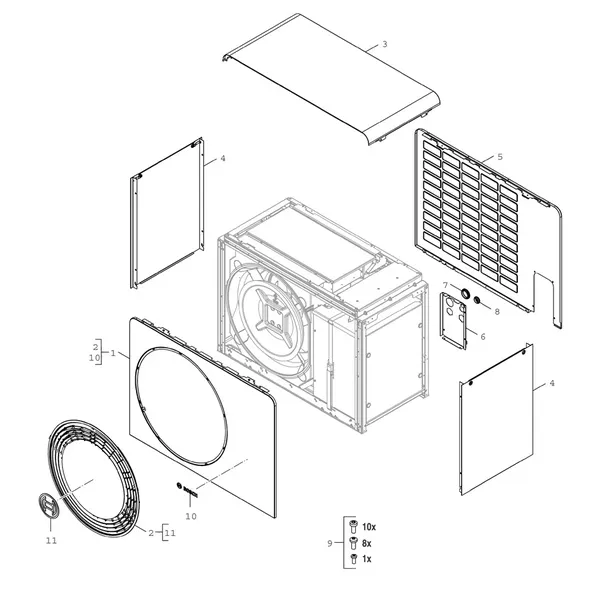 Exploded view Bosch Compress 5800i AW 5 OR-S: Toestelmantel