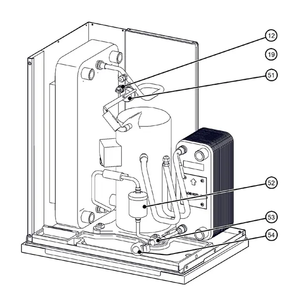 Exploded view Itho Daalderop 5e generatie WPU 55-C (03-00691): Koelzijdig
