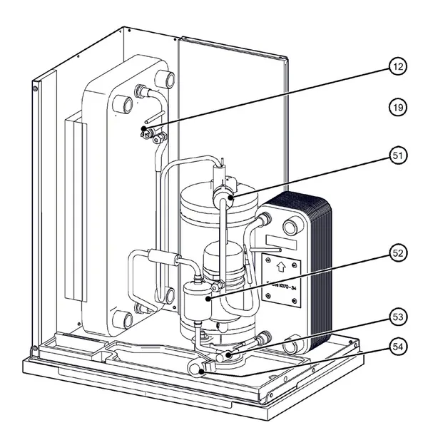 Exploded view Itho Daalderop 5e generatie WPU 25-KC (03-00694): Koelzijdig
