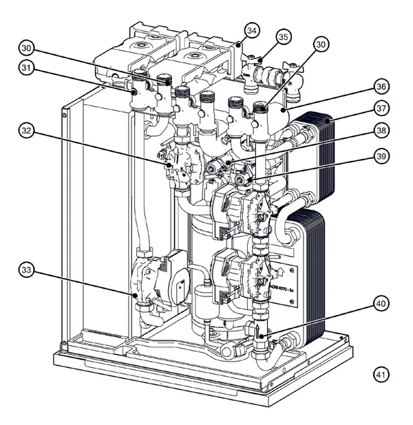 Exploded view Itho Daalderop 5e generatie WPU 25-E (03-00700): Hydraulisch