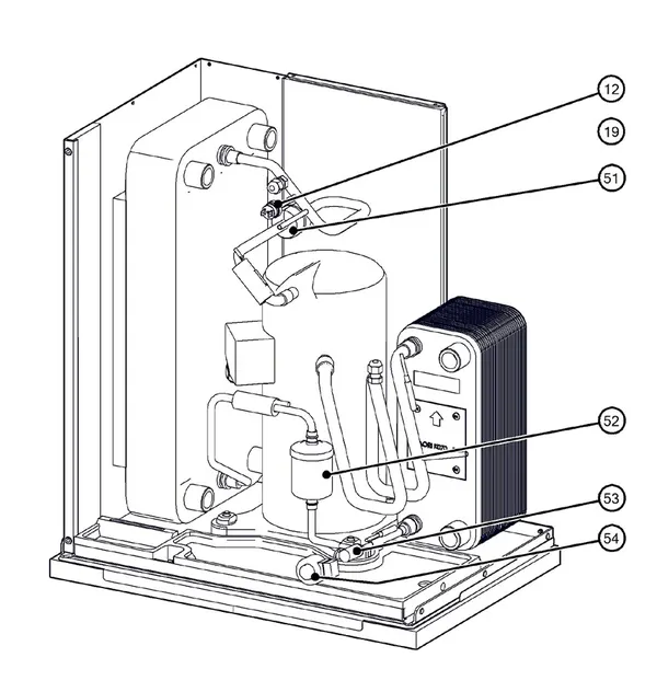 Exploded view Itho Daalderop 5e generatie WPU 65-E (03-00704): Koelzijdig