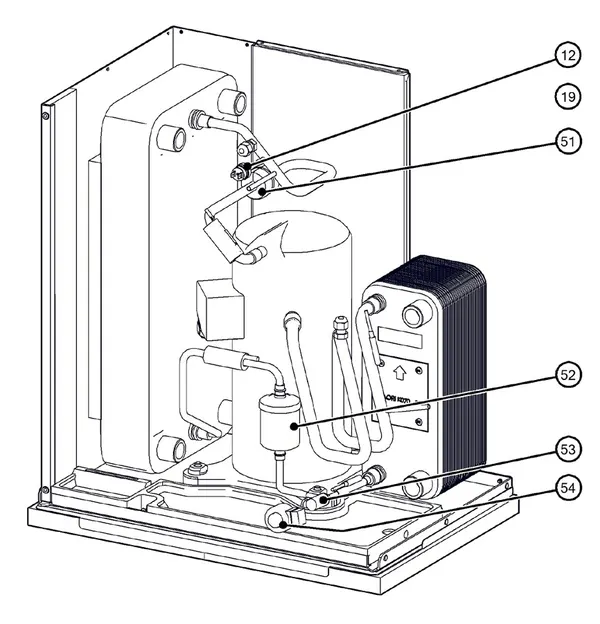 Exploded view Itho Daalderop 5e generatie WPU 55-COE (03-00709): Koelzijdig