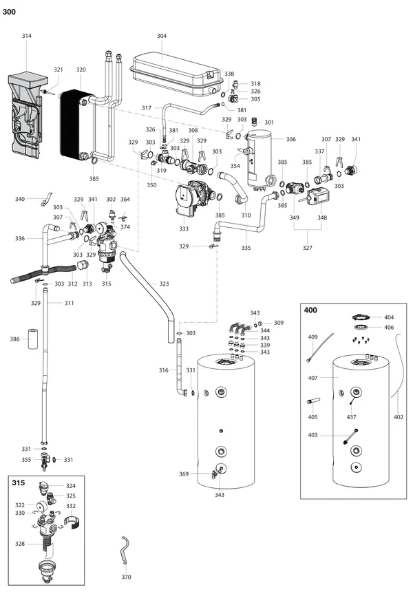 Exploded view Atag Energion IDU S F 40-50: Hydraulische componenten