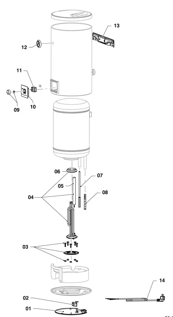Exploded view Vaillant eloSTOR pro 80L VEH 80/8 -1: Elektrische warmwateropslagtank veh