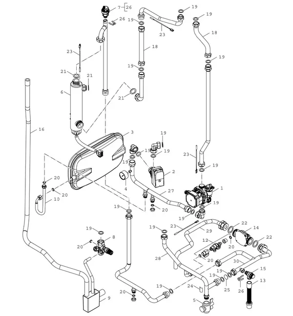 Exploded view Bosch Compress 3800i EW (CS3800IEW 9): Hydrauliek