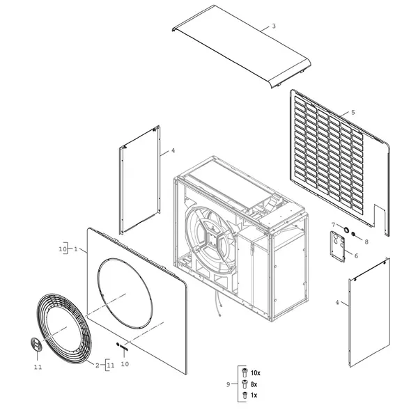 Exploded view Bosch Compress 5800i AW 10 OR-T: Toestelmantel