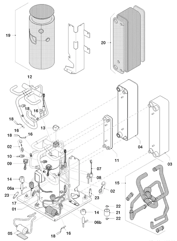 Vue éclatée Vaillant flexoTHERM VWF 58/4 : Circuit frigorifique