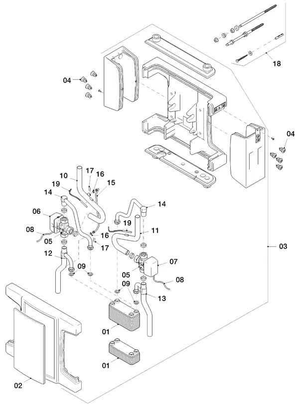 Vue éclatée Vaillant flexoTHERM VWF 58/4 : Échangeur thermique