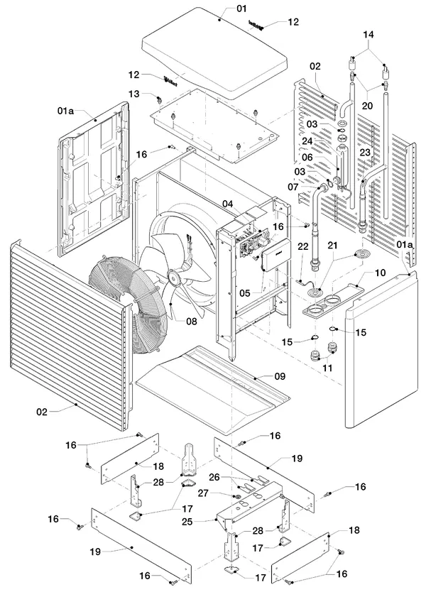 Exploded view Vaillant flexoTHERM VWF 118/4: Buitenunit