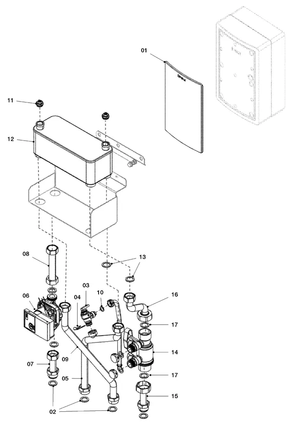 Vue éclatée Vaillant aroTHERM VWZ MWT 150 : Vue d'ensemble