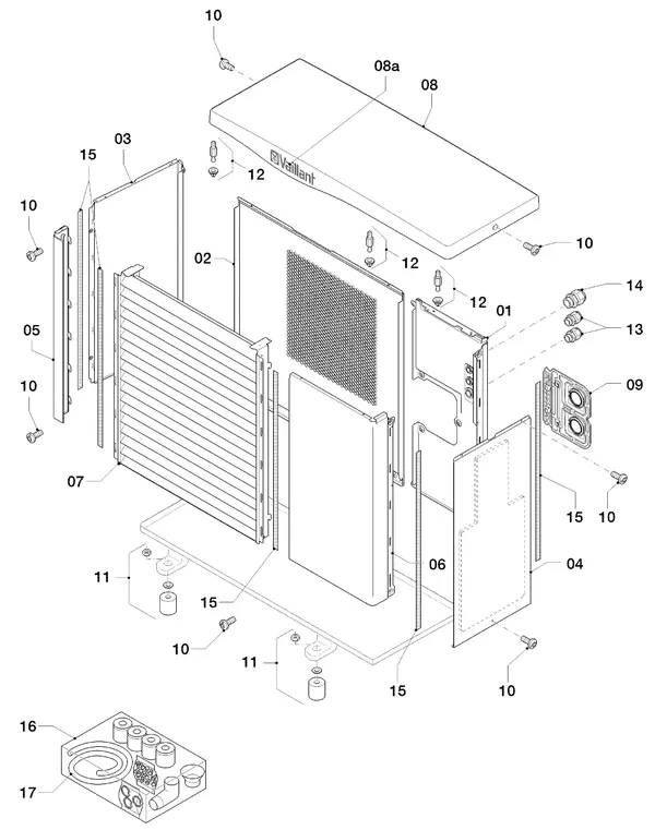 Vue éclatée Vaillant aroTHERM VWL 55/3 A 230V : Habillage