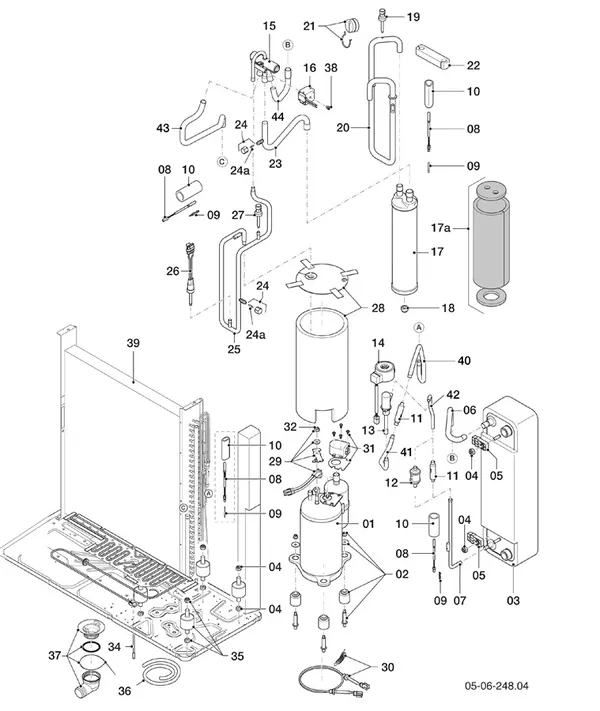 Exploded view Vaillant aroTHERM VWL 55/6 A: Koudecircuit