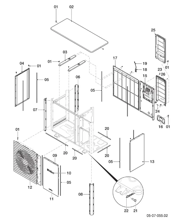 Exploded view Vaillant aroTHERM VWL 55/6 A: Manteldelen