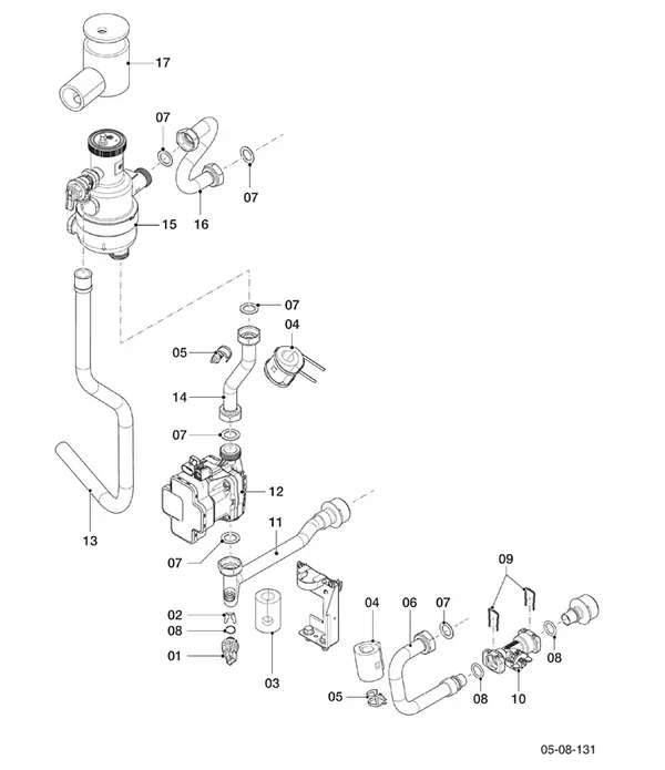 Exploded view Vaillant aroTHERM Pro VWL 55/7.1 A 230V: Hydraulische delen