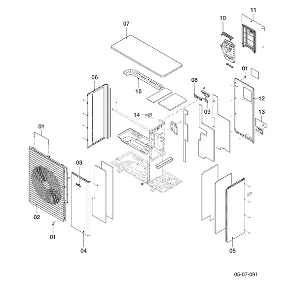 Exploded view Vaillant aroTHERM Pro VWL 55/7.1 A 230V: Manteldelen