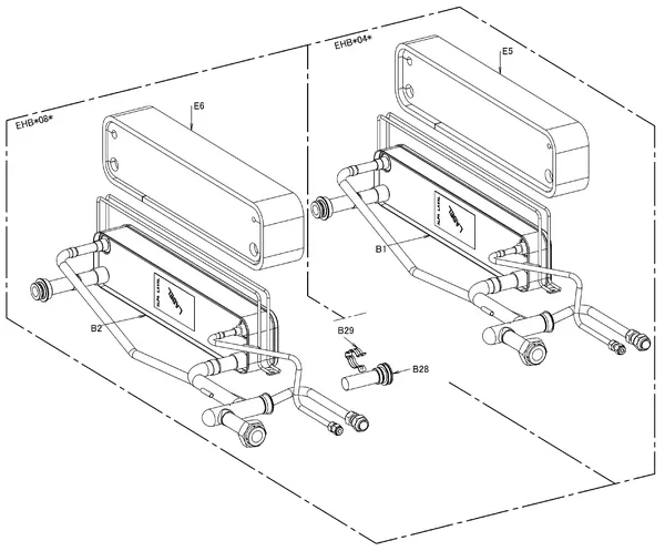 Exploded view Daikin EHBH16CB9W | LT binnendeel 16kW 400V: Wisselaar