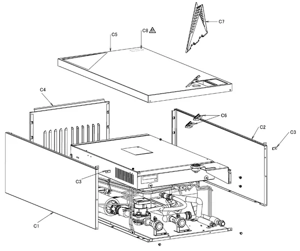 Exploded view Daikin EHBX16CB9W | LT binnendeel 16kW 400V: Mantel