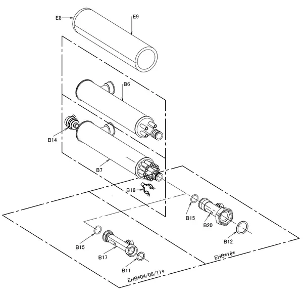 Exploded view Daikin EHBX16CB9W | LT binnendeel 16kW 400V: Verwarmer