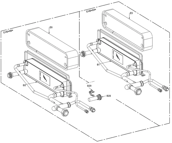 Exploded view Daikin EHBX16CB9W | LT binnendeel 16kW 400V: Wisselaar