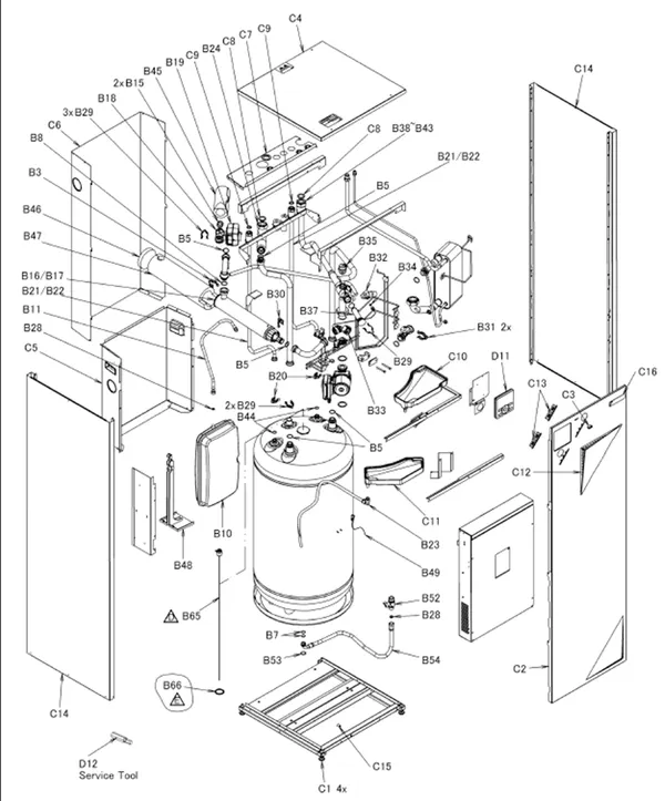 Vue éclatée Daikin EHVX08S18CB3V | au sol 8kW : Mécanisme intérieur