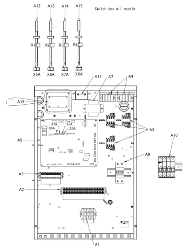 Exploded view Daikin EHVX11S26CB9W | vloermodel 11kW: Schakelkast