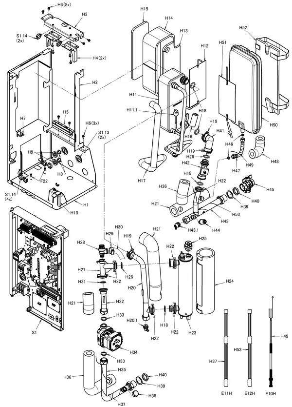 Exploded view Daikin 3 M - EDLA04E3V3 | buitendeel 4kW: Hydrokit