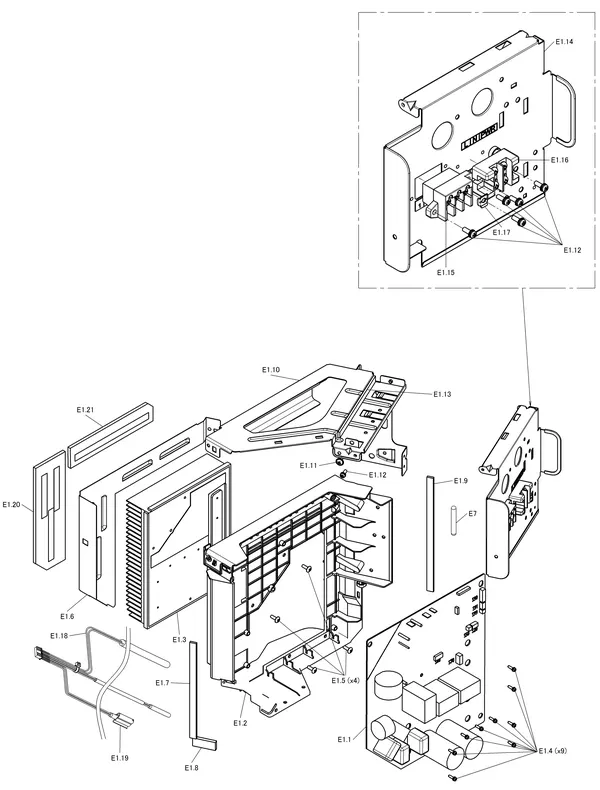 Exploded view Daikin 3 M - EDLA08E3V3 | buitendeel 8kW: Schakelkast basisunit