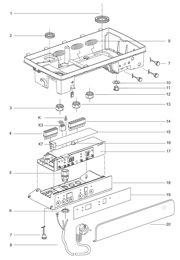 Exploded view Daikin NHYKOMB33AA | hybride gasmodule HR-ketel 32kW CW5: Elektra