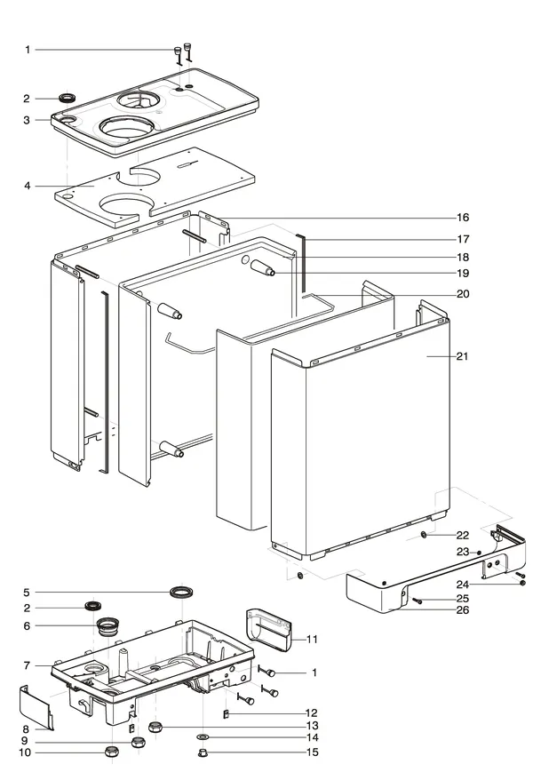 Exploded view Daikin NHYKOMB33AA | hybride gasmodule HR-ketel 32kW CW5: Mantel