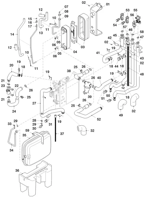 Exploded view Vaillant aroTHERM Split plus VWL 78/8.2 IS S5: Hydraulische delen