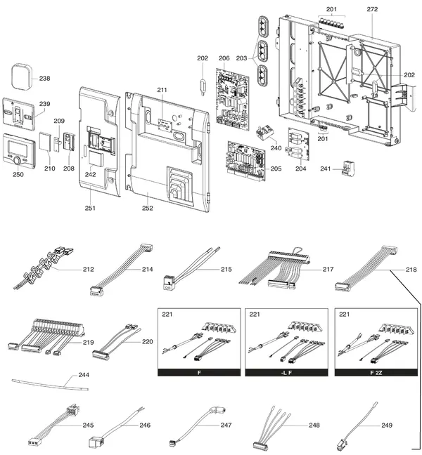 Exploded view Atag IDM F | binnenunit staand: Elektrische componenten