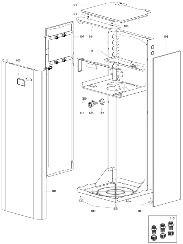 Exploded view Atag IDM F 2Z | binnenunit staand: Mantel