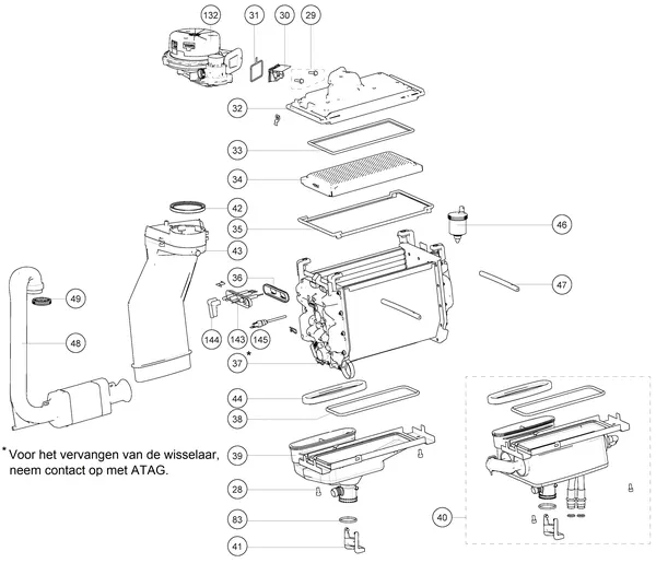 Exploded view Atag i36ECZ iCon2: Warmteblok