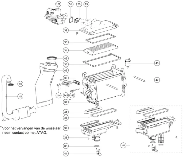 Exploded view Atag P20EC iCon1: Warmteblok