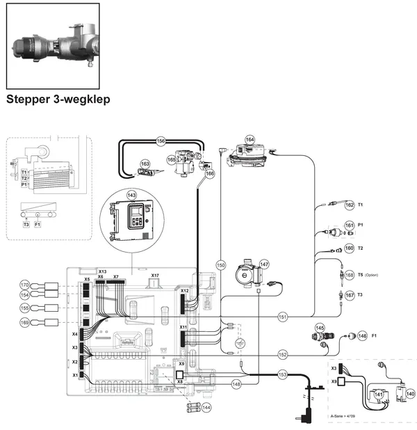 Exploded view Atag A203EC | vanaf 10-2016 OSS2: Stepper 3 wegklep