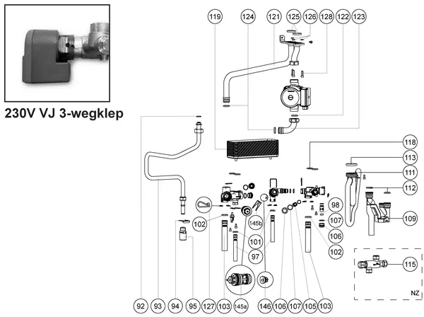 Exploded view Atag A285C | vanaf 2017 OSS2: 230v vj 3 wegklep