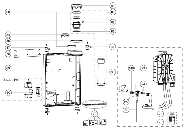 Exploded view Atag A285C | vanaf 2017 OSS2: Achterwand