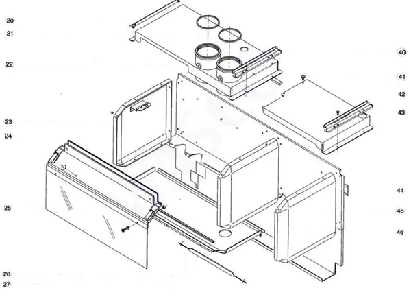 Exploded view Atag Blauwe Engel HR 39 T: Rookgas
