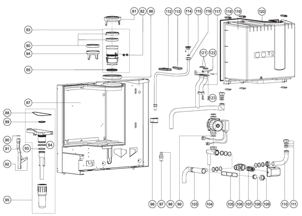 Exploded view Atag Blauwe Engel SHR 60: Achterwand