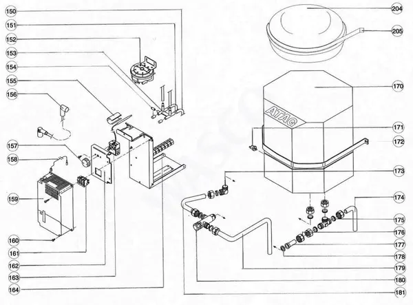 Exploded view Atag Blauwe Engel VR 48: Branderautomaat