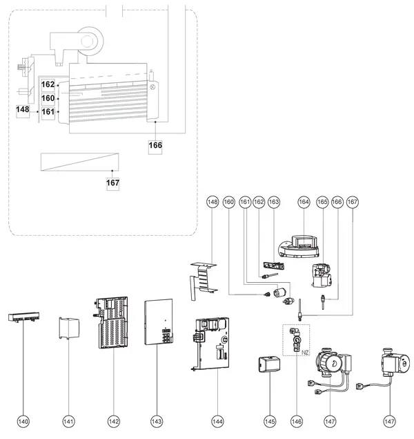 Exploded view Atag Enigma SHR 24T Standard: Elektra