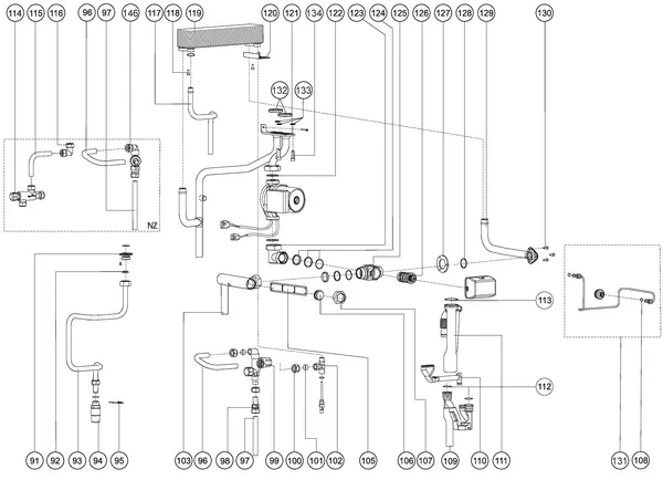 Exploded view Atag E22C | tot 2009 OSS1: Leidingen