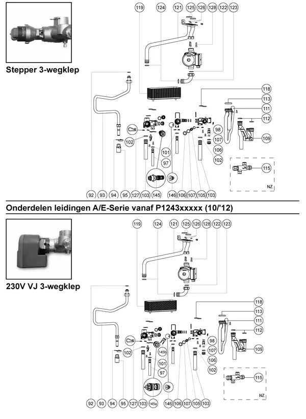 Exploded view Atag E264C | vanaf 8-2009 OSS2: Leidingen
