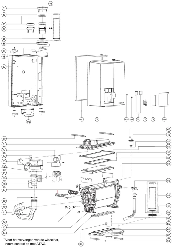 Exploded view Atag E26C | tot 2009 OSS2: Mantel wisselaar