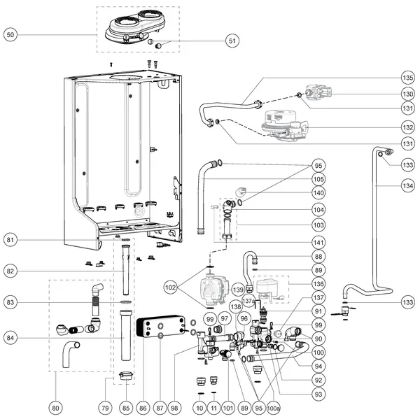 Exploded view Atag i28EC iCon1: Leidingen