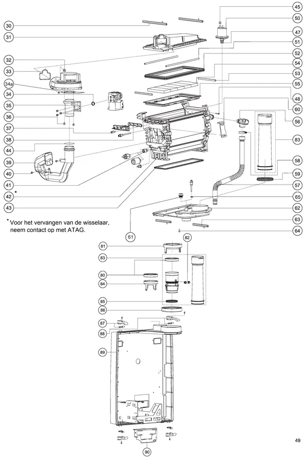 Exploded view Atag Perfect Intelligence PF-SHR 24Ti: Wisselaar