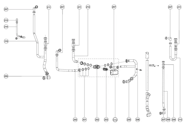 Exploded view Atag Q25SC 200N OSS1: Leidingen