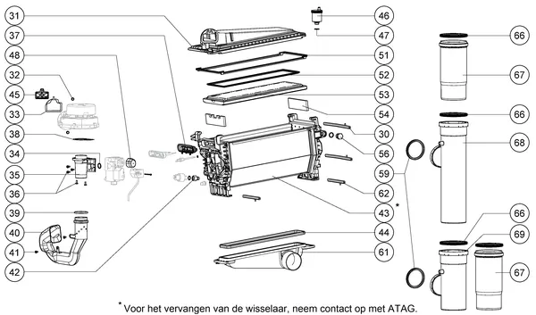 Vue éclatée Atag XL110 | à partir de 2012 OSS2/4 : Échangeur thermique